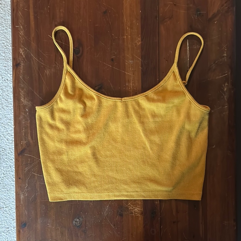 Yellow Spaghetti Strap Crop Top